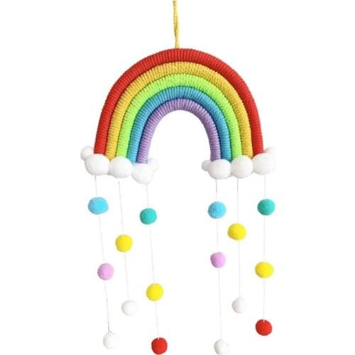 Rainbow Wall Hanging Decor,Woven Cloud Hanging Wall Decoration for Home and Childrens Room Decoration