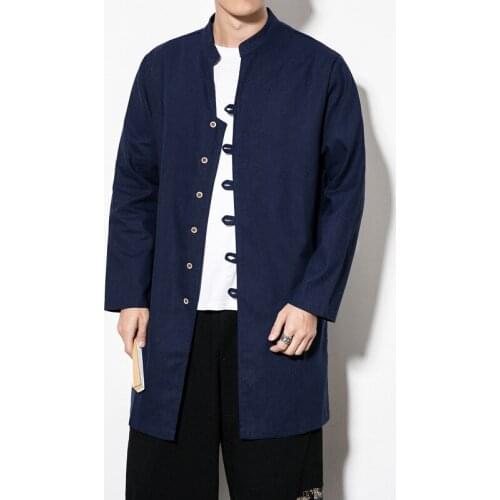 Mens Chinese Style Slim Long Sleeve Shirts Blouse Casual Kung Fu Top Single Breasted F4