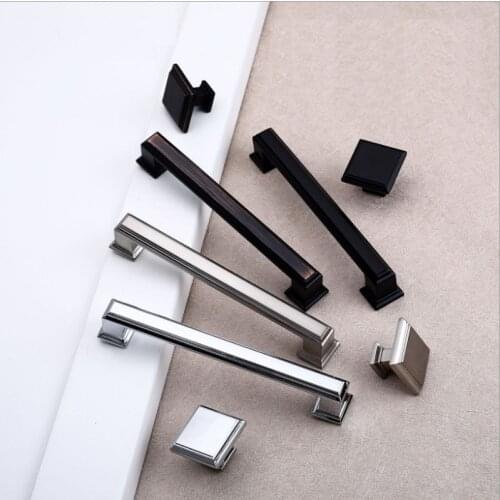 Cabinet Handles Modern Cabinet Handle Square Furniture Hardware Stainless Steel Kitchen Door Knob Cupboard Wardrobe Drawer Pulls