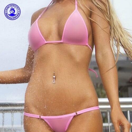 Sexy G-String Thong Micro Bikini Set Transparent Mini Swimwear See Through Mesh Bathing Suit Erotic Clubwear Costumes Swimsuit