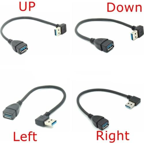 20cm USB 3.0 Right / Left /Up/Down Angle 90 Degree Extension Cable Male To Female Adapter Cord USB3.0 Cable