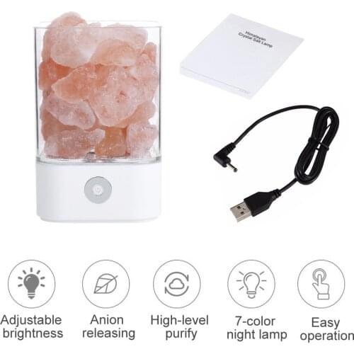 USB crystal light natural Himalayan salt night light LED light air purifier indoor table lamp bedroom lava lamp