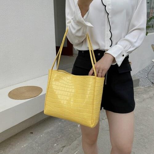 2021 Womens Fashion Handbags Retro Stone Pattern PU Leather Large Capacity Tote Shoulder Shopping Bags for Women