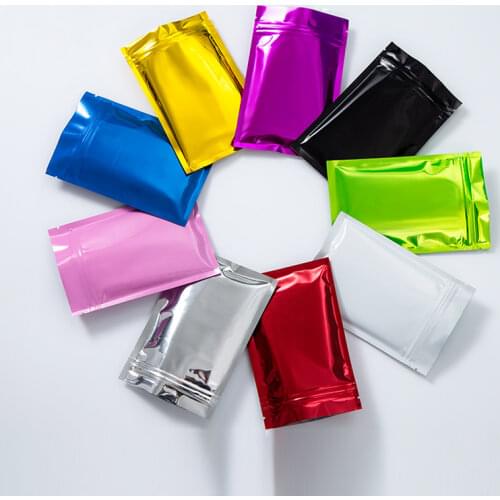 100pcs/lot Logo Customized Colorful Aluminum Foil Storage Plastic Printed Bags Self-sealing Bags White Al Foil Sealed Gift Bags