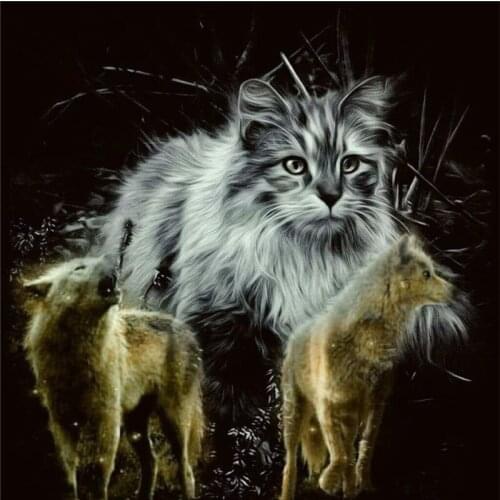 5D Diy Diamond Embroidery Full Round/Square Cat And Wolf Diamond Painting Cross Stitch Diamond Mosaic Decoration Rhinestones