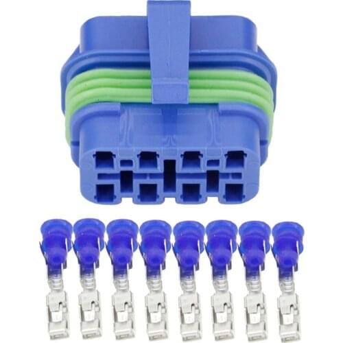 8 Pin blue plastic parts automotive waterproof connector with terminal plug DJ7087D-2.8-21 8P connector