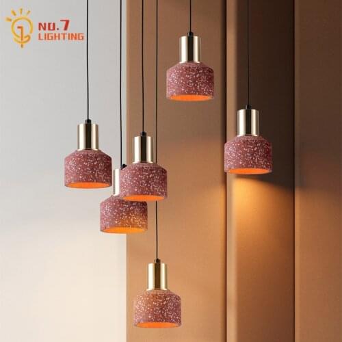 Terrazzo Cement Concrete Pendant Lights Led E27 Modern Simple Furniture Dining/living Room Decor Loft Salon Household Bedroom
