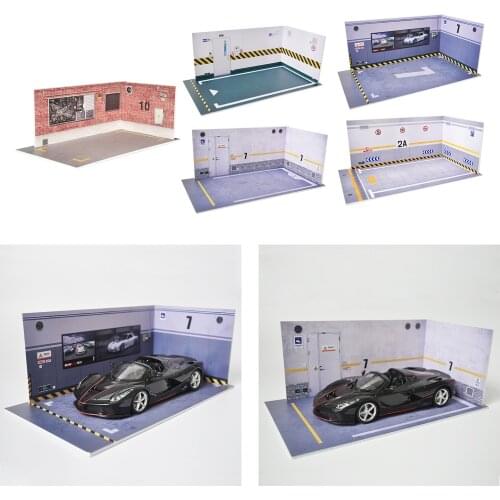 1/24 Scale Parking Lot Scene Garage Diacast Car Show Display Cabinet Collection Decor