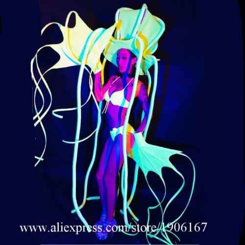 Fluorescent Octopus Ballroom Costumes Modern Dance Team Clothes Halloween Catwalk Show Party Event Sexy Lady Dress