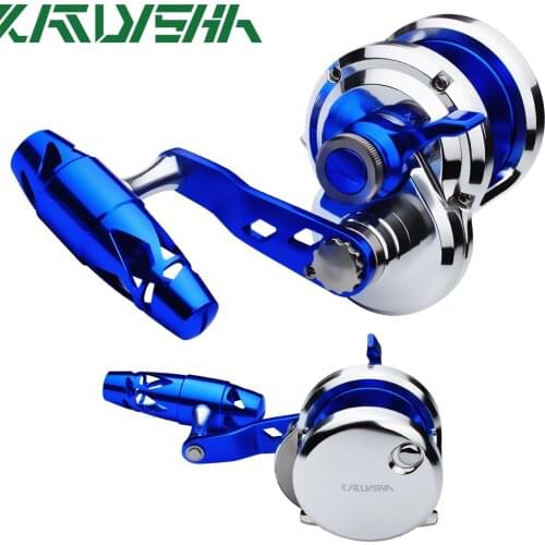 KATYUSHA Saltwater High Speed 5.7:1 Jigging Reel Blue&Silver Color (Left/Right-Hand) Trolling Reel Aluminum CNC Machined Sea