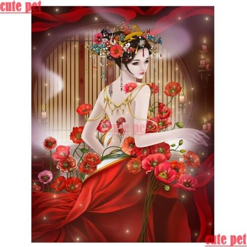 Cute pet 5D embroidery Diy Japanese sexy woman full sets diamond painting Cross Stitch round square diamond mosaic rhinestones