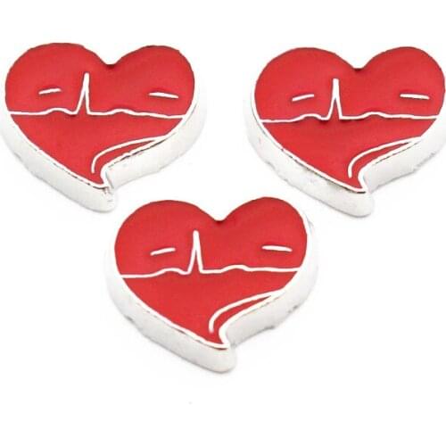 Newest10pcs/lot Red Heart-shaped Floating Charms Living glass Floating Pendant Lockets Charms