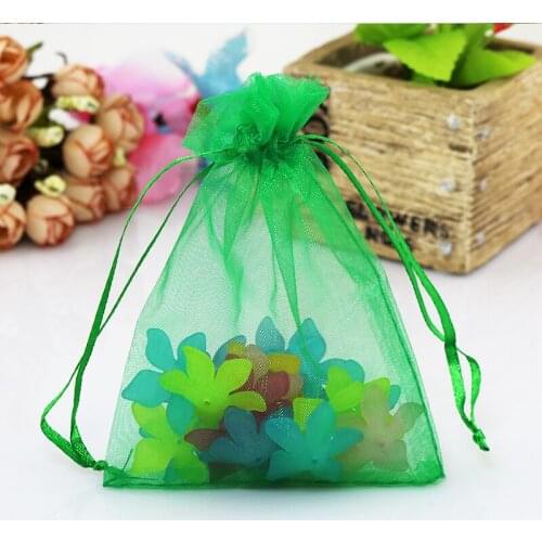 Wholesale 1000pcs/lot 7x9cm Green Organza Bag Small Jewelry Candy Gifts Packaging Bag Favor Organza Gift Bags Party Supplies