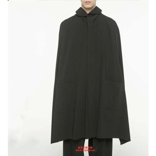 Coat spring summer bat casual hooded cape trendy mens loose and fashionable sun proof clothes