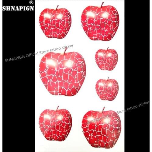 SHNAPIGN Cute Red Apple Temporary Tattoo Body Art Arm Flash Tattoo Stickers 17*10cm Waterproof Fake Henna Painless Sticker