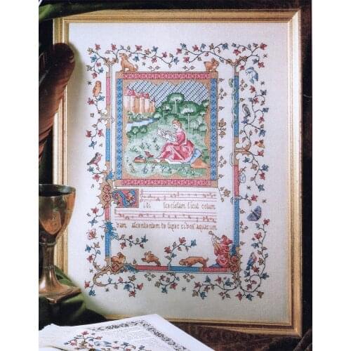 High Quality DIY Artwork Medieval Maiden Sampler Cross Stitch Pattern with 100% Cotton Flosses & Free Shipping for Home Decor