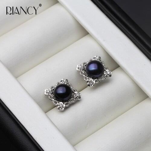 Fashion Natural Freshwater black Pearl Earrings Oyster Pearl Jewelry For women wedding gift