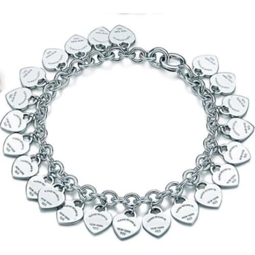 Sterling silver 925 classic fashion silver heart card ladies bracelet jewelry holiday gift
