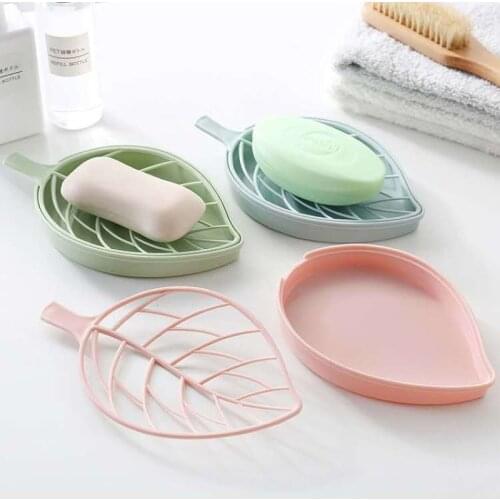 1 Pcs Leaf Shape Soap Box Non-Slip Soap Draining Storage Holder Rack Bathroom Accessories Restroom Tool Soap Tray Case Soap Dish