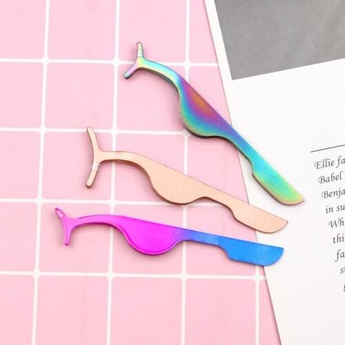 1Pcs T-shape False Eyelash Tweezers Fake Eye Lash Applicator Eyelash Extension Curler Nipper Auxiliary Clip Clamp Makeup Tool