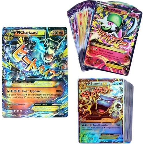 100pcs Pokemon MEGA EX Cards Box TAKARATOMY Children Playing Games Battle Trading collect Shining Card Best Selling Kid Gift Toy