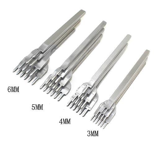 3/4/5/6mm DIY Leather Craft Stainless Steel Spacing Punch Tool For Leather Hole Punches Lacing Stitching Sewing 1/2/4/6/10 Prong