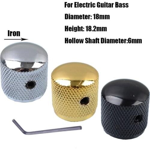 3 Pcs Metal Dome Tone Volume Control Knobs for Bass Guitar With Hexa-screw Lock Style-Chrome- Black - Gold For Choose