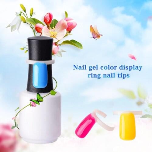 50 Pcs Nail Polish UV Gel Color Pops Display Natural Nail Art Ring Style Nail Tips Chart Full Nail