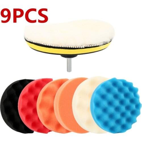 9 Pcs/Set Car Polishing Pad 3/4/5/6/7 inch Sponge Buffing Waxing Boat Car Polish Buffer Drill Wheel polisher Removes Scratchesc