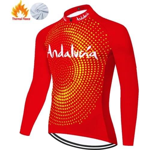 Andalucia Winter Thermal Fleece Abbigliamento Mayots Pro 2021 Cyclisme Ropa Hombre Invierno Maglia Ciclismo Maillot Velo Homme
