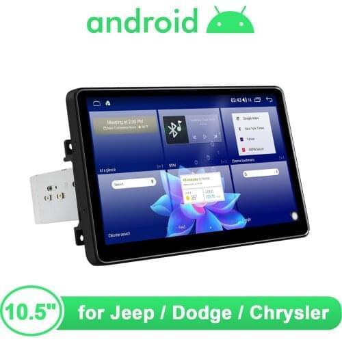 10.5'' Big Screen Car Radio Stereo Central Multimedia Android For Jeep Dodge Chrysler Support Bluetooth DVR OBD2 Back-Up Camera