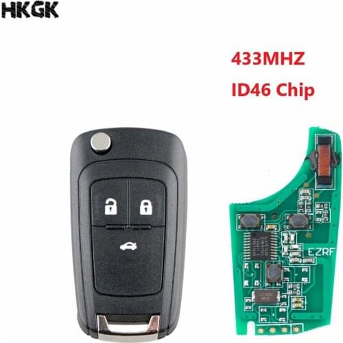3 Button Remote Car Key Fob for Opel Astra J Corsa E Insignia Zafira C 2009-2016 433MHZ ID46 Chip