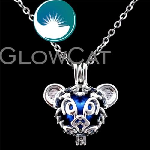 GLOWCAT K684 Cute Tiger Stone Beads Cage Essential Oil Diffuser Aromatherapy Pearl Cage Necklace Kids Gift Jewelry