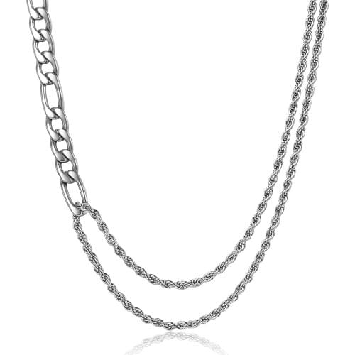 Cool Womens Girls Stainless Steel Necklaces Twisted Rope Figaro Link Chain Choker Necklace Adjustable Gift Dropshipping DN305