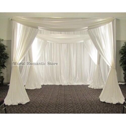 Square wedding pavillion drapes with stainless steel pipe stand,stage decor Wedding Props 3M x 3M x 3M