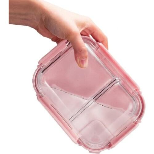 Korean style Lunch Box Glass Microwave Bento Box Food Storage Box school food containers with compartments Sealed Lunch box
