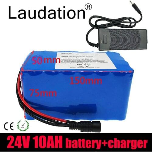 Laudation 24V 10ah Electric Bicycle Lithium Battery 7S 2P 5000mah 21700 Pack For 150W 200W 250W 300W 350W E Bicycle With 15A BMS