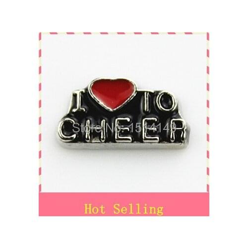 Hot selling I love to chear floating charm living glass floating memory locket