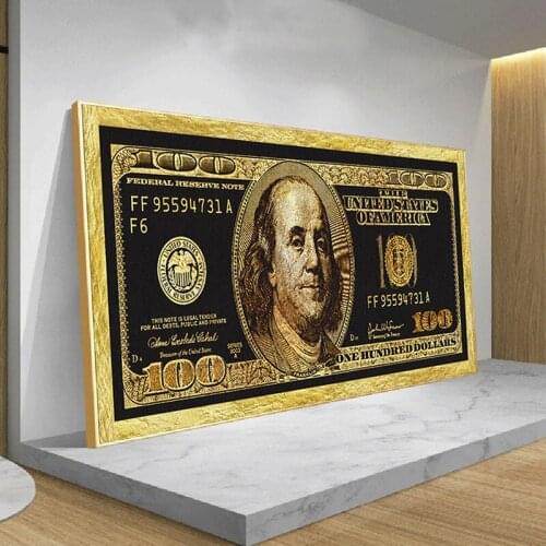 Wall Art Picture Print 100 Dollar Bill Pop Art Bill Canvas Painting For Living Room Home Decor No Frame