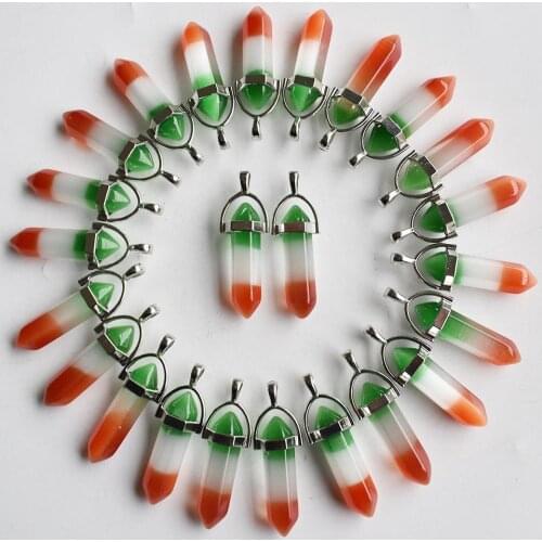 Fashion good quality cat eye stone 3 colors pillar lar charms point chakra pendants for jewelry making 24pcs/lot Wholesale free