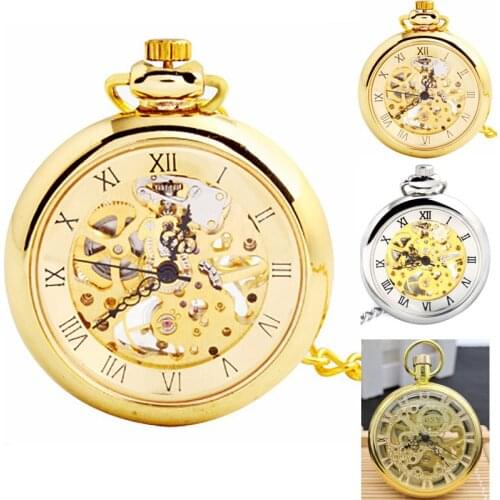 2020 Latest Designs Fashion Gold Men‘s Mechanical Pocket Watch Without Cover,Womens Gold Necklace Pendant Clock Birthday Gifts