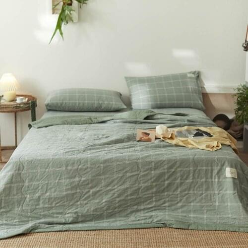 Papa&Mima Solid thin Quilt Yarn Dyed Throws Blanket Washable Cotton Plaids Twin Queen Size