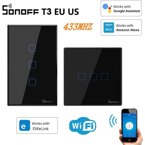 SONOFF WiFi EWeLink Smart Switches 1 2 3 Gangs Divided Into T3 EU UK US Smart Home Works With Amazon Alexa Google Assistant
