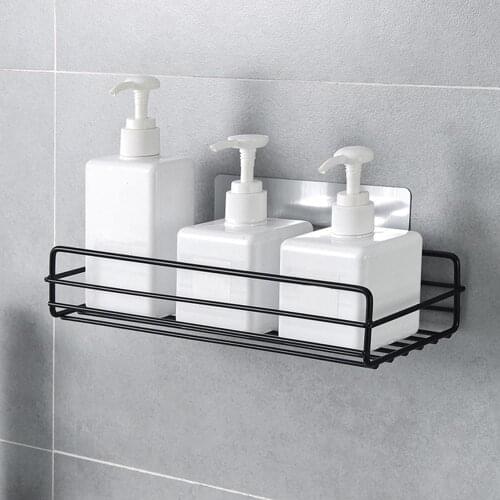 Bathroom Shelf Corner Storage Rack Organizer Shower Wall Shelf Adhesive No Drilling Iron Kitchen Shelve Shelf Storage Basket Rac