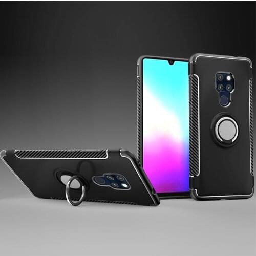 Shockproof Case for Huawei Mate 20 Pro Lite 20X 5G Silicone and Hard Back Cover With Magnetic Metal Phone Ring Stand Casing