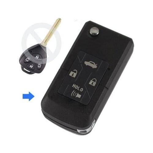 Tuyuet 4 Buttons Blank Modified Folding Remote Key Shell Case for Toyota Camry