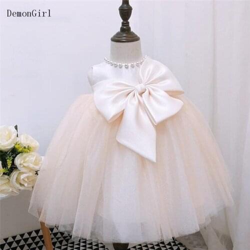 Puffy Ball Gown Tutu Baby Girl Dresses Big Satin Bow Princess Party Gown Girls Birthday Party Dress