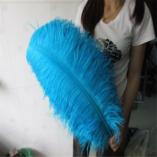 Sale 20pcs/lot High Quality Lake Blue Ostrich Feather 26-28 Inch(65-70cm) Jewelry Christmas Diy Dancers Home Feathers for Crafts