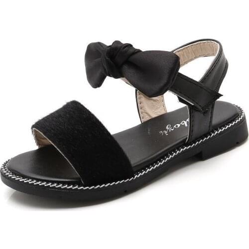 2020 Summer Kids Sandals For Girls Party Shoes Fashion Comfortable Children Beach Little Big Girls Bowtie Open Toe Flat Sandals