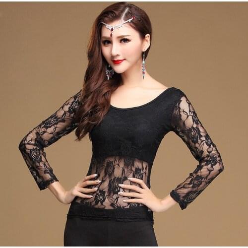 Sexy dentelle à manches longues ventre Oriental danse chemise haute Costumes à vendre femmes danse du ventre vêtements danse de